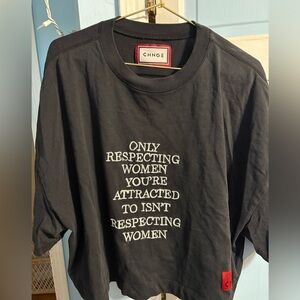 CHNGE Black Cropped Statement Tee